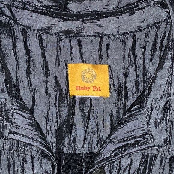 Ruby Rd. - Grey & Black Lightweight Button Down Jacket - Picture 9 of 10